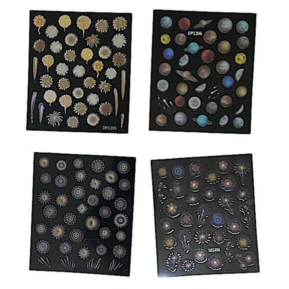 Unbranded Other - 4 Sheets Starry Sky Nail Art Decals Luminous Planet Stickers Colorful Fireworks